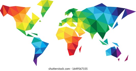 Abstract polygonal colorful world map 