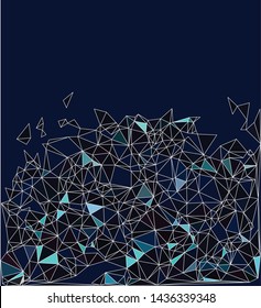 Abstract   polygonal composition diamond, futuristic technology, silver font texture, white cybernetic dots, creative banner figure,  neon star light matrix, EPS10 vector 
