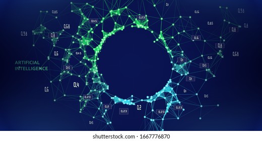 Abstract Polygonal Concept Of Decision Making Analysis Data Quality. Big Data. Artificial Intelligence.  Business And Science Futuristic Visualization.