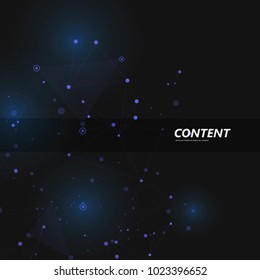 Abstract polygonal with connecting dots and lines. Connection science background.