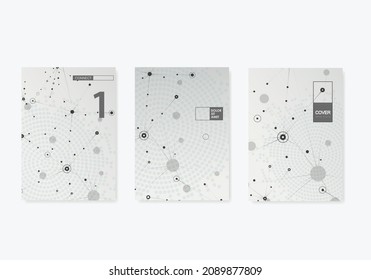 Abstract polygonal with connecting dots and lines. Connection science background on cover brochure in A4 size