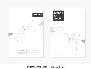 Abstract polygonal with connecting dots and lines. Molecule tech digital line. Network polygon triangle. Node plexus illustration. Vector background