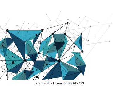 Abstract polygonal with connecting dots and lines. Connection science background