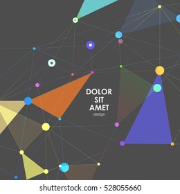 Abstract polygonal with connecting dots and lines. Connection science background.