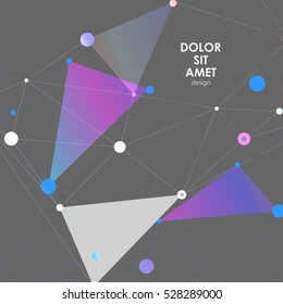 Abstract polygonal with connecting dots and lines. Connection science background.