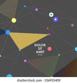 Abstract polygonal with connecting dots and lines. Connection science background.