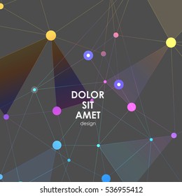 Abstract polygonal with connecting dots and lines. Connection science background.
