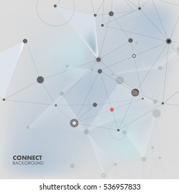 Abstract polygonal with connecting dots and lines. Connection science background.