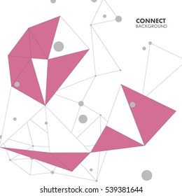Abstract polygonal with connecting dots and lines. Connection science background.