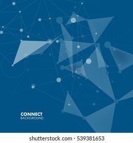 Abstract polygonal with connecting dots and lines. Connection science background.