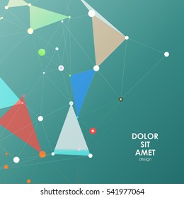 Abstract polygonal with connecting dots and lines. Connection science background.