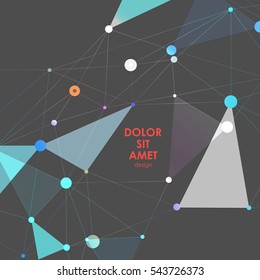 Abstract polygonal with connecting dots and lines. Connection science background.