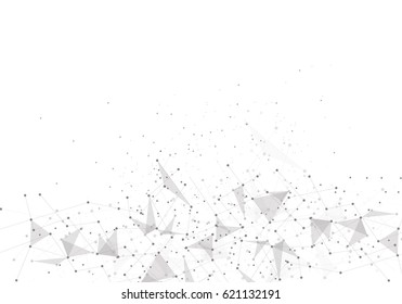 Abstract polygonal with connecting dots and lines. Connection science background.
