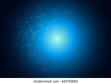 Abstract polygonal with connecting dots and lines. Connection science background.