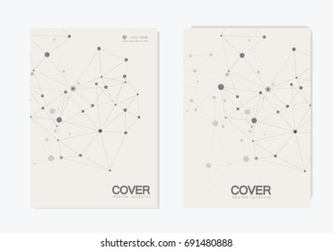 Abstract polygonal with connecting dots and lines. Connection science background.