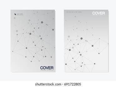Abstract polygonal with connecting dots and lines. Connection science background.