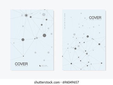 Abstract polygonal with connecting dots and lines. Connection science background.