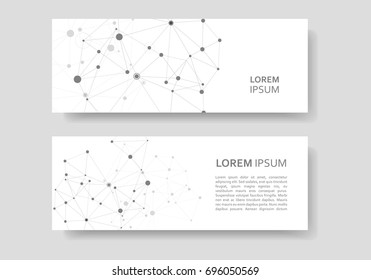 Abstract polygonal with connecting dots and lines. Connection science background.