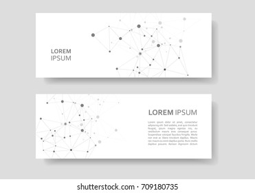 Abstract polygonal with connecting dots and lines. Connection science background.
