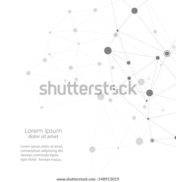 Abstract polygonal with connecting dots and\
lines. Connection science\
background.