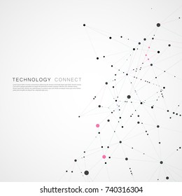 Abstract polygonal with connecting low poly shapes. Connection dots and lines science background.