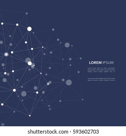 Abstract polygonal connection science background.