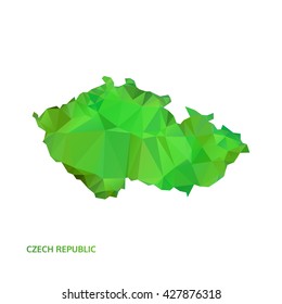 abstract polygonal czech republic map, poly low isolated vector