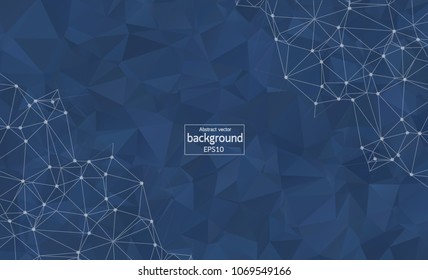 Abstract polygonal Dark Blue background with connected dots and lines, connection structure, futuristic hud background, vector illustration