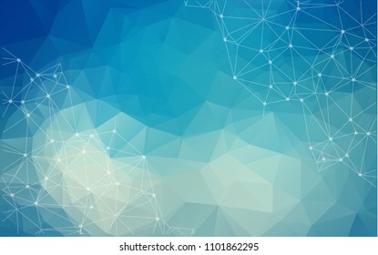 Abstract polygonal Dark blue background. Triangular tech background with connections. Vector illustration.