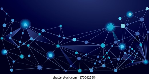Abstract polygonal dark blue background color and lite blue lines  vector image