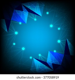 abstract polygonal and dark blue background