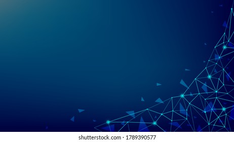 Abstract polygonal dark network connection dots and lines. Technology background