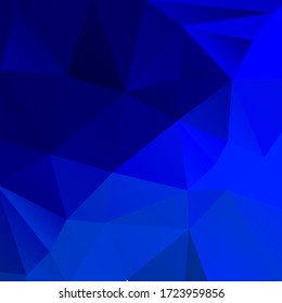 Abstract polygonal deep blue background. Futuristic style. Geometric colorful triangle texture. Bright mosaic surface for print, cover, web design. Vector illustration.