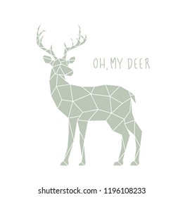 Abstract polygonal Deer. Geometric animal illustration. Reindeer side view. Scandinavian style. Vector design template.
