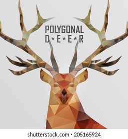 Abstract polygonal deer  Geometric hipster illustration  Polygonal antlers 