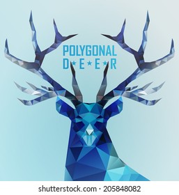 Abstract polygonal deer. Geometric hipster illustration. Polygonal antlers.