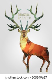 Abstract polygonal deer. Geometric hipster illustration. Polygonal antlers.