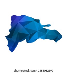 Abstract polygonal Dominican Republic map. Vector low poly color blue map geometric shape texture. Vector illustration.