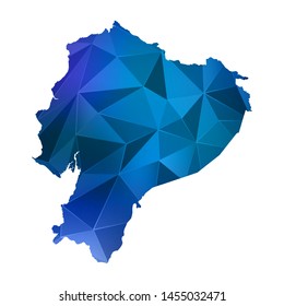 Abstract polygonal Ecuador map. Vector low poly color blue map geometric shape texture. Vector illustration.