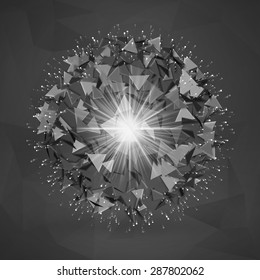 Abstract Polygonal Element. Explosion of 3D Sphere with Triangles