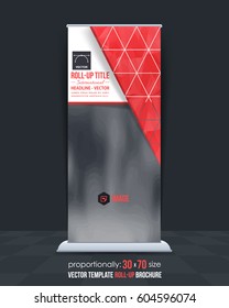 Abstract Polygonal Elements, Business Roll-up Cover Design with Image Add Feature, Print Ready. Ad or Website Vertical Template