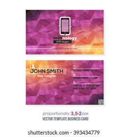 Abstract Polygonal Elements Vector Business Card Design, Hexagon Pattern
