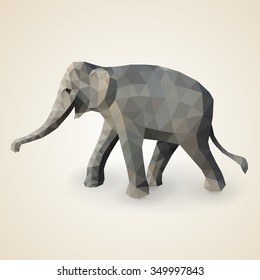Abstract polygonal elephant, vector illustration