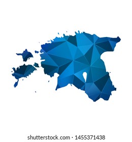 Abstract polygonal Estonia map. Vector low poly blue color map geometric shape texture. Vector illustration.