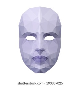Abstract polygonal face mask on white background