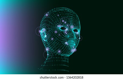 Abstract polygonal female face grid. Medicine cosmetology technology. Vector illustration.