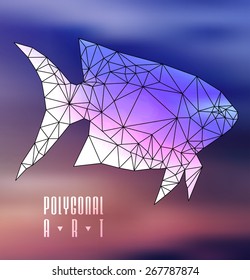 Abstract polygonal fish. low poly illustration. Creative poster