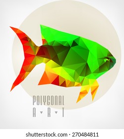 Abstract polygonal fish. low poly illustration. Creative poster