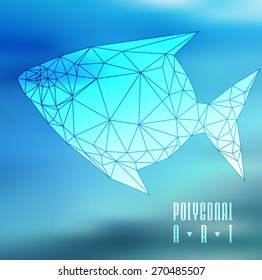 Abstract polygonal fish. low poly illustration. Creative poster