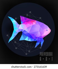 Abstract polygonal fish. low poly illustration. Creative poster
